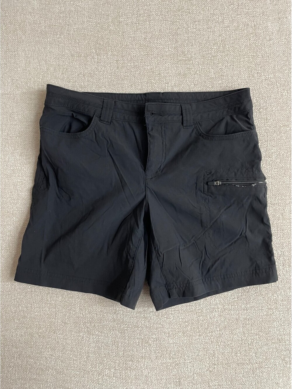 Eddie Bauer Womens Size 6 Black First Trail Cargo Hiking Shorts Zipper Pockets